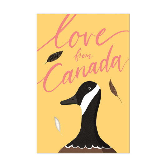 Canada goose postcard with love from Canada written