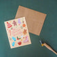 My Christmas favourites card with calligraphy and drawing with nib pen and envelope